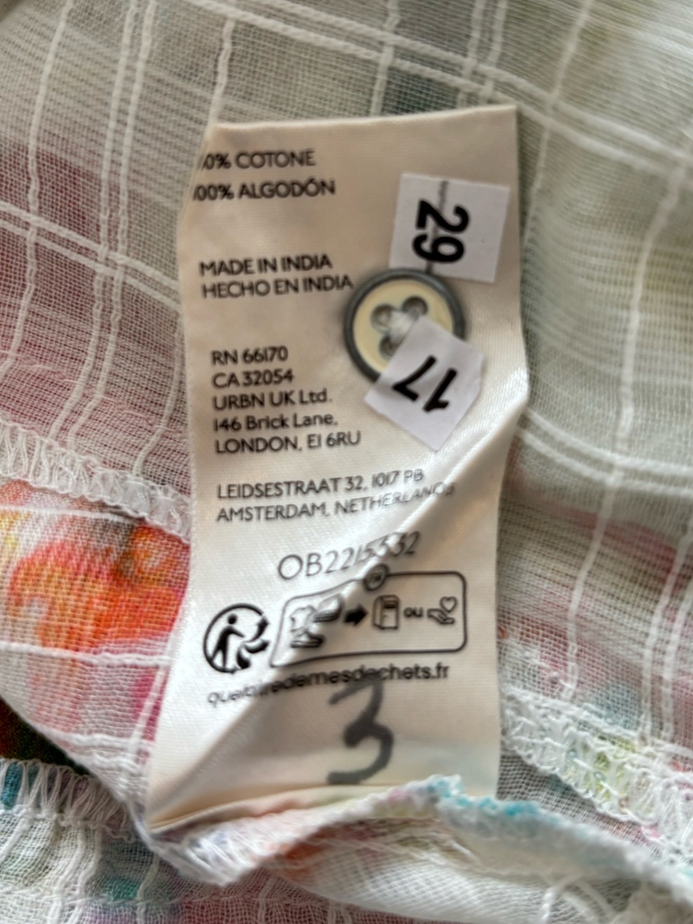 Pilcro/Anthropologie 100% Cotton Summer Buttondown Shirt in Ivory Pattern L. NWT - Picture 13 of 13